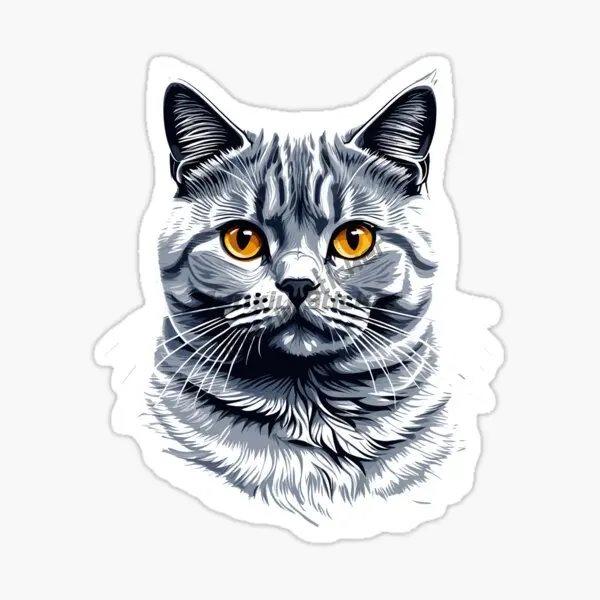 British Shorthair Cat Pets PVC Waterproof Sticker Decorate for Car Van Door Wall Window Bicycle Bumper Decal Accessories