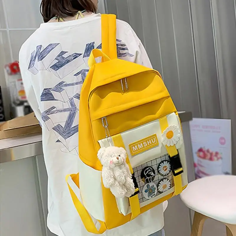 Kawaii Backpack Set Large Capacity Japanese School Bag Large Capacity Kawaii Backpack Harajuku Style Aesthetic Backpacks Set Of