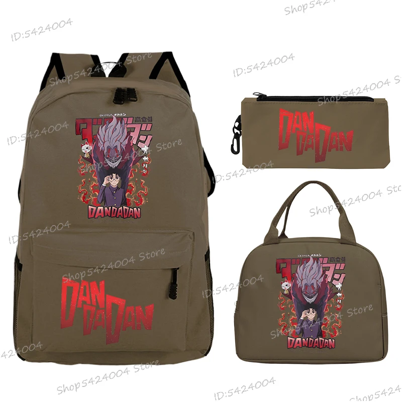 Women Men Anime Dandadan Printed Backpack Lunch Bag Pencil Case 3Pcs/set Boys Girls Primary Middle High Student Y2K Bookbag