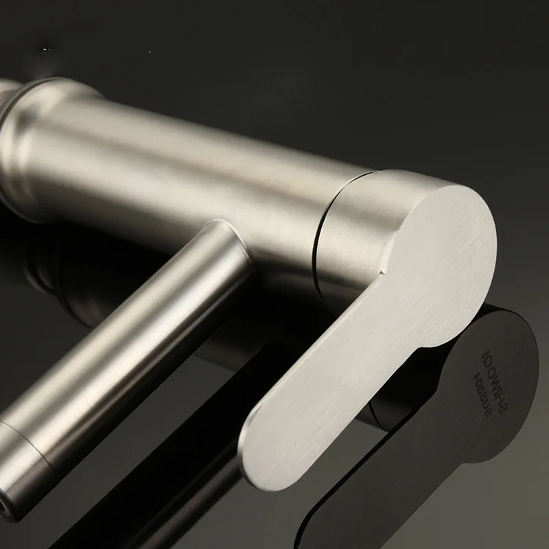 Bathroom Bidet Faucet Stainless Steel Cold and Hot Water Mixer Tap Sprayer 2 Modes 360Swivel Stream Waterfall Spout Basin Faucet
