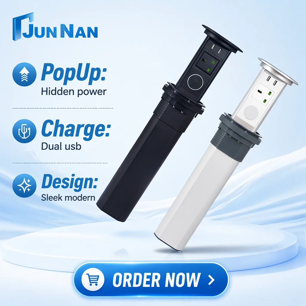 Industrial Tabletop Pop up Socket Power Strip with 2 Ports Electric Plug