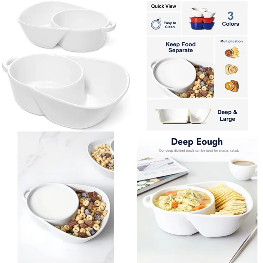 Cuencos para salsas y aperitivos, cuenco para cereales anti-empapamiento, juegos de cuencos para sopa y guarniciones/galletas para desayuno, sopa y sándwiches, cuencos para mojar pan