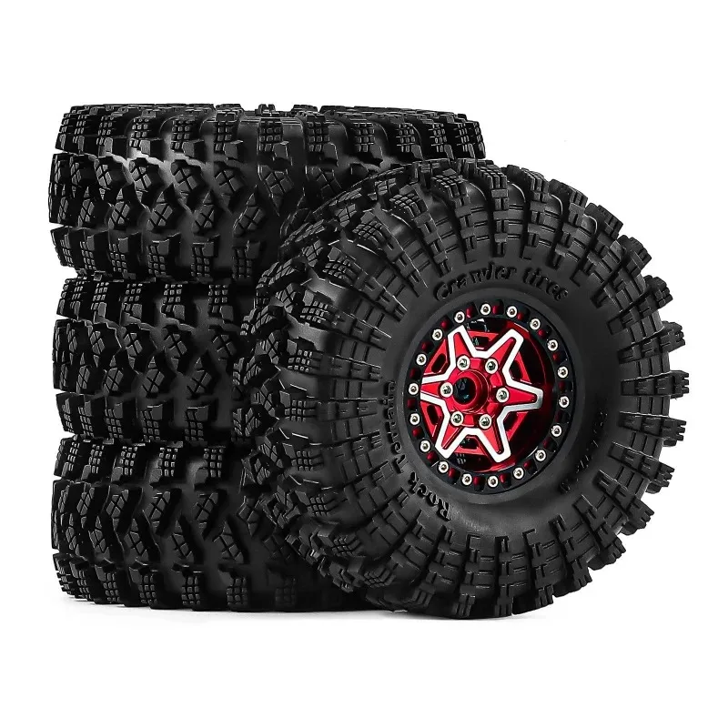 

1/10 RC Crawler 1.9" Mud Terrain Tires Metal Wheel Hub Rim Set Off Road Modified Accessories for Traxxas TRX4 TRX6 SCX10 D90 D11