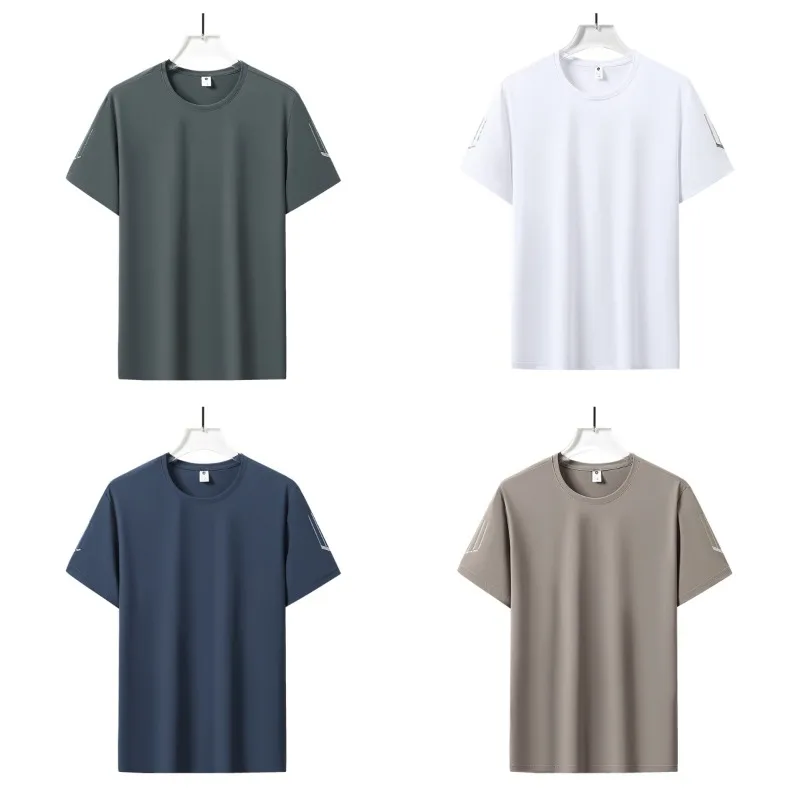 

Men's Outdoor Tennis Training Sweat Absorbing Quick Drying Short Sleeved T-shirt for Summer Lightweight Breathable Ice Silk Top