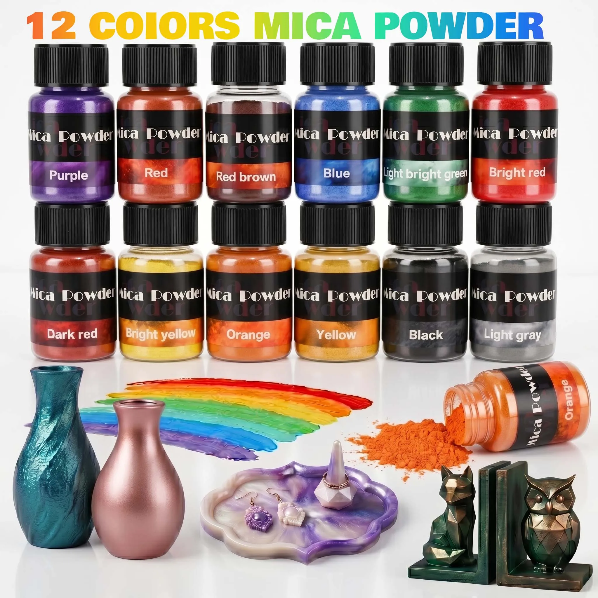 12-Color Gypsum Pigment Powder Dye DIY Crafting Resin Concrete Cement Plaster Materials Jewelry Making Tools