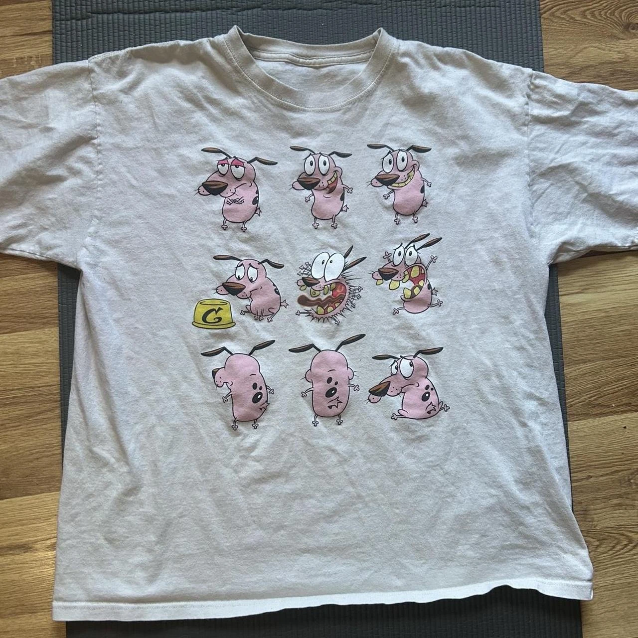 Vintage Courage the Cowardly Dog Cartoon Print Short Sleeve T-Shirt Retro Unisex Graphic Tee 90s Nostalgia Summer Streetwear Top