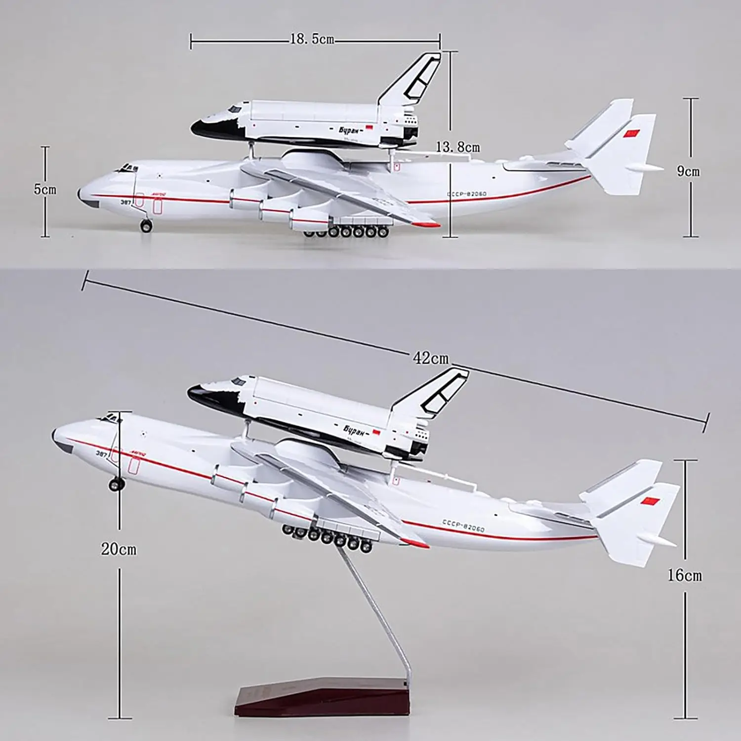 1:200 Scale Planes 42cm Antonov AN-225 Model Mriya Space Shuttle Blizzard Transport Airplane Model Aircraft Collection Display
