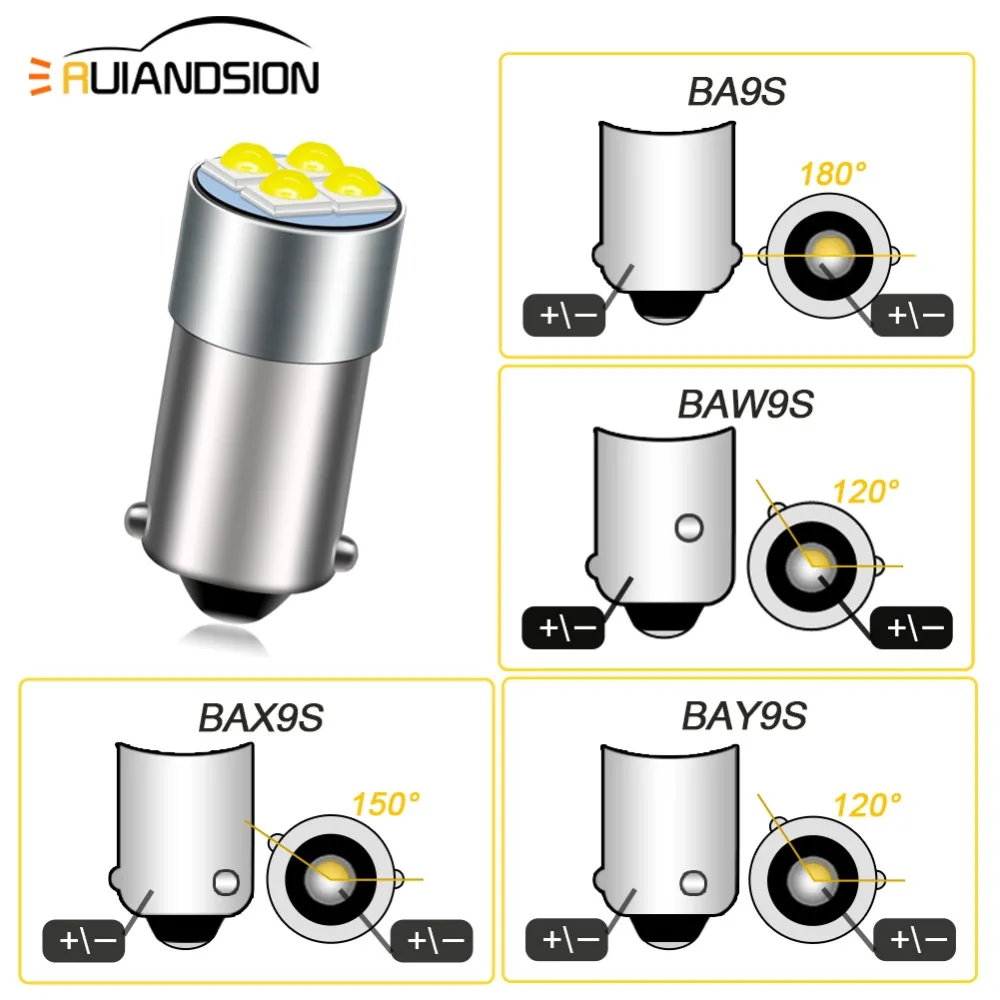2Pcs BA9S LED Bulb BAW9S BAX9S BAY9S LED Light 3030Chip Car Signal Lights Lamp10-60V Non-Polarity Auto Interior Reading Lights