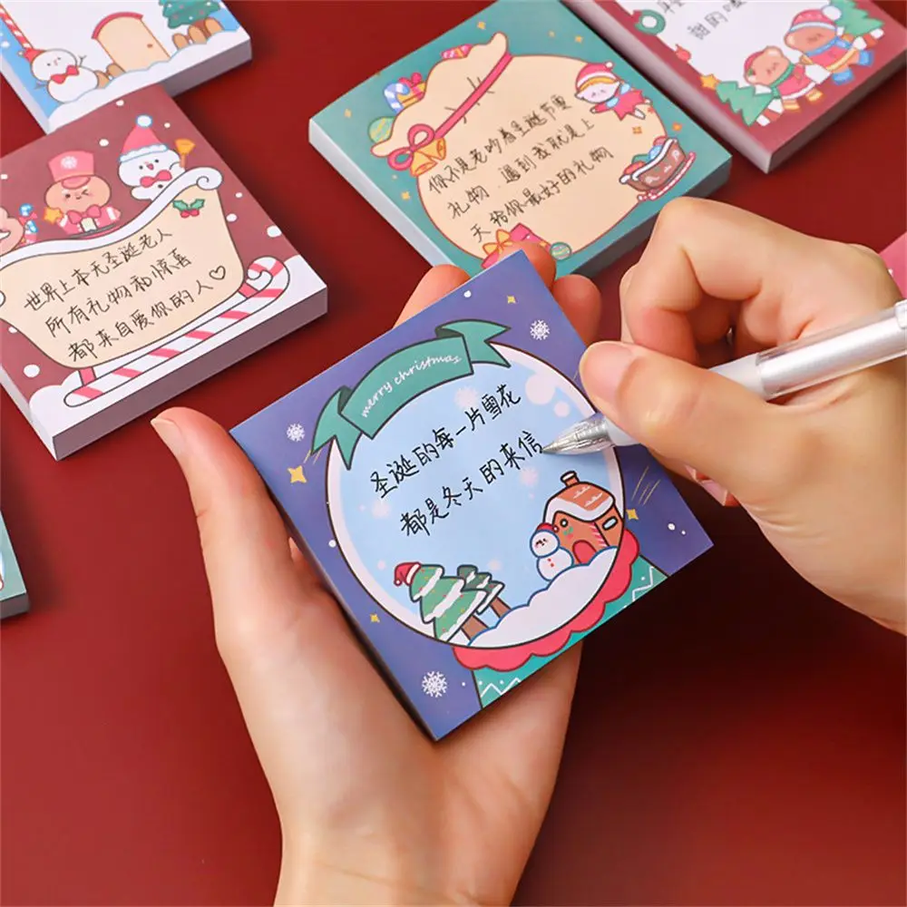 Cute Posts Stationery Office Supplies Self-Adhesive Notepad Paper Sticky Notes Message Notes Christmas Memo Pads Writing Paper