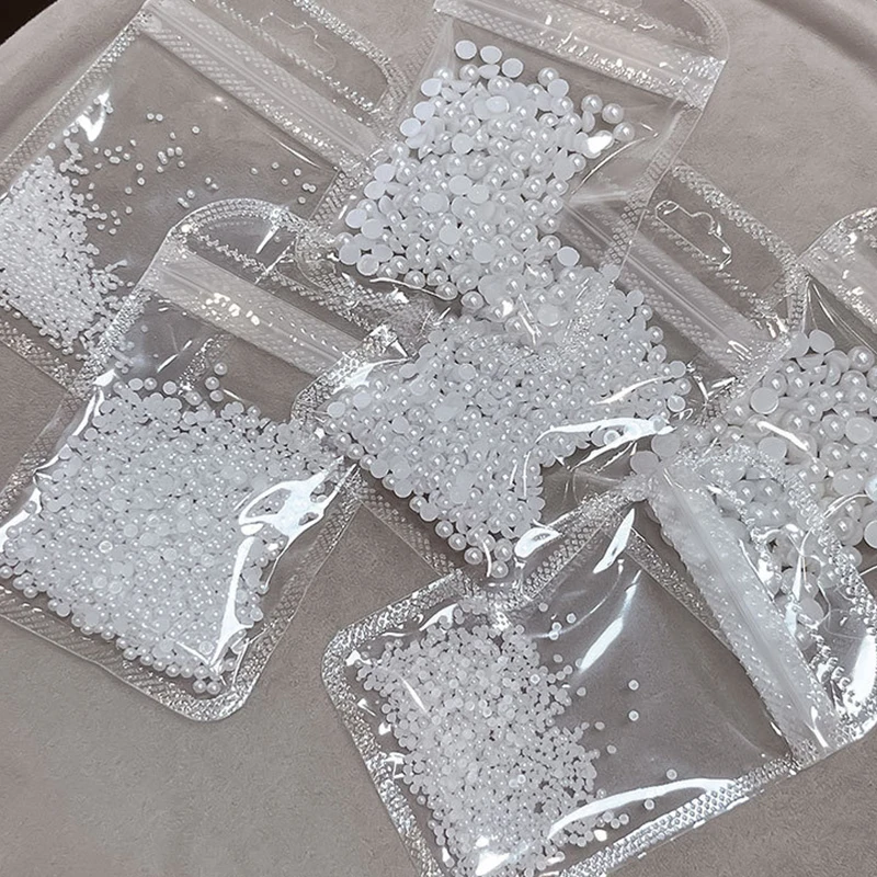 1 zak halfronde parel nagelbedels witte parels 3D kaviaarkralen manicure benodigdheden plaksteen pareldecoratie