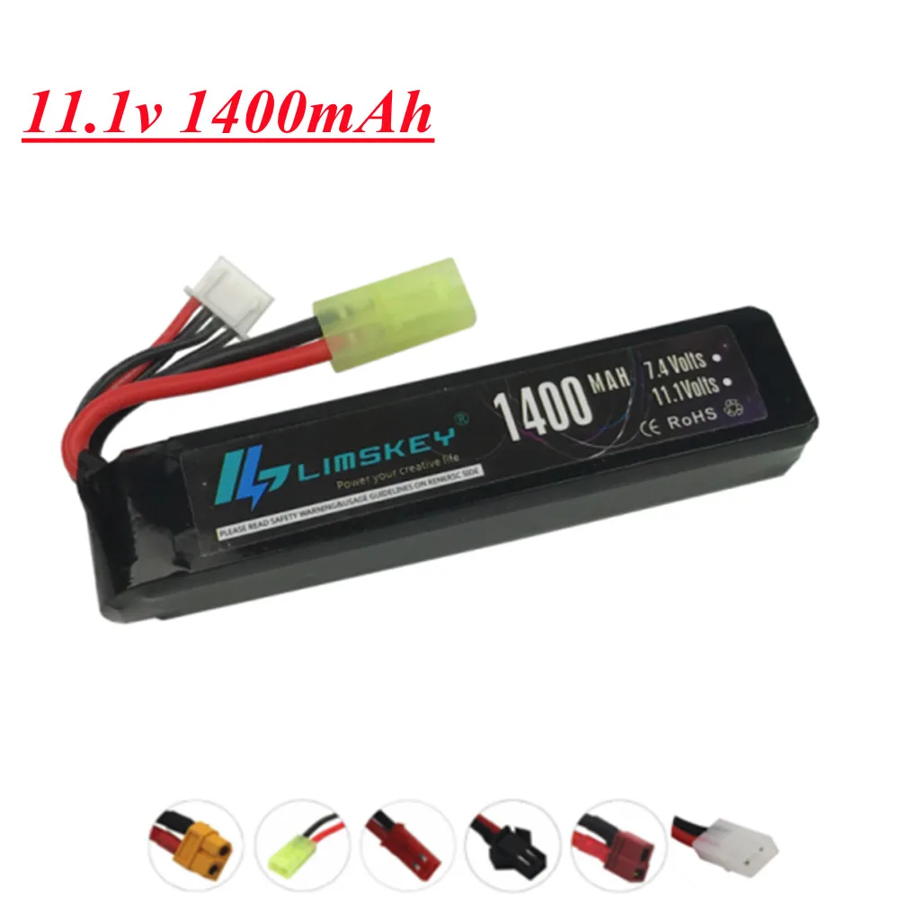 Bateria Lipo para Pistola de Água, Bateria 3S para Mini Airsoft BB Air Pistol, Brinquedos Elétricos, Peças de Armas, 11.1V, 1400mAh