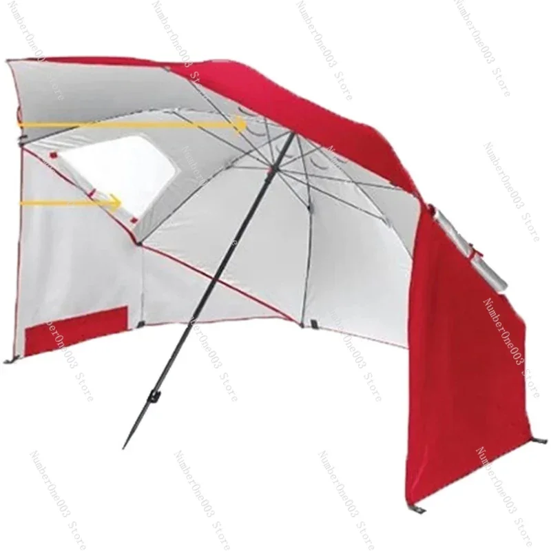 

2.4m Large Beach Umbrella Tent Waterproof Sun Protection Umbrella Portable Outdoor Camping Fishing Umbrella with Window