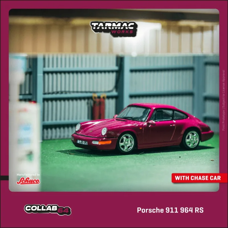 [In Stock] Tarmac Works 1/64 Diecast Alloy 911 964 RS Coupe Model, Collab‑64 Series With Chase Car, Static Collectible Vehicle