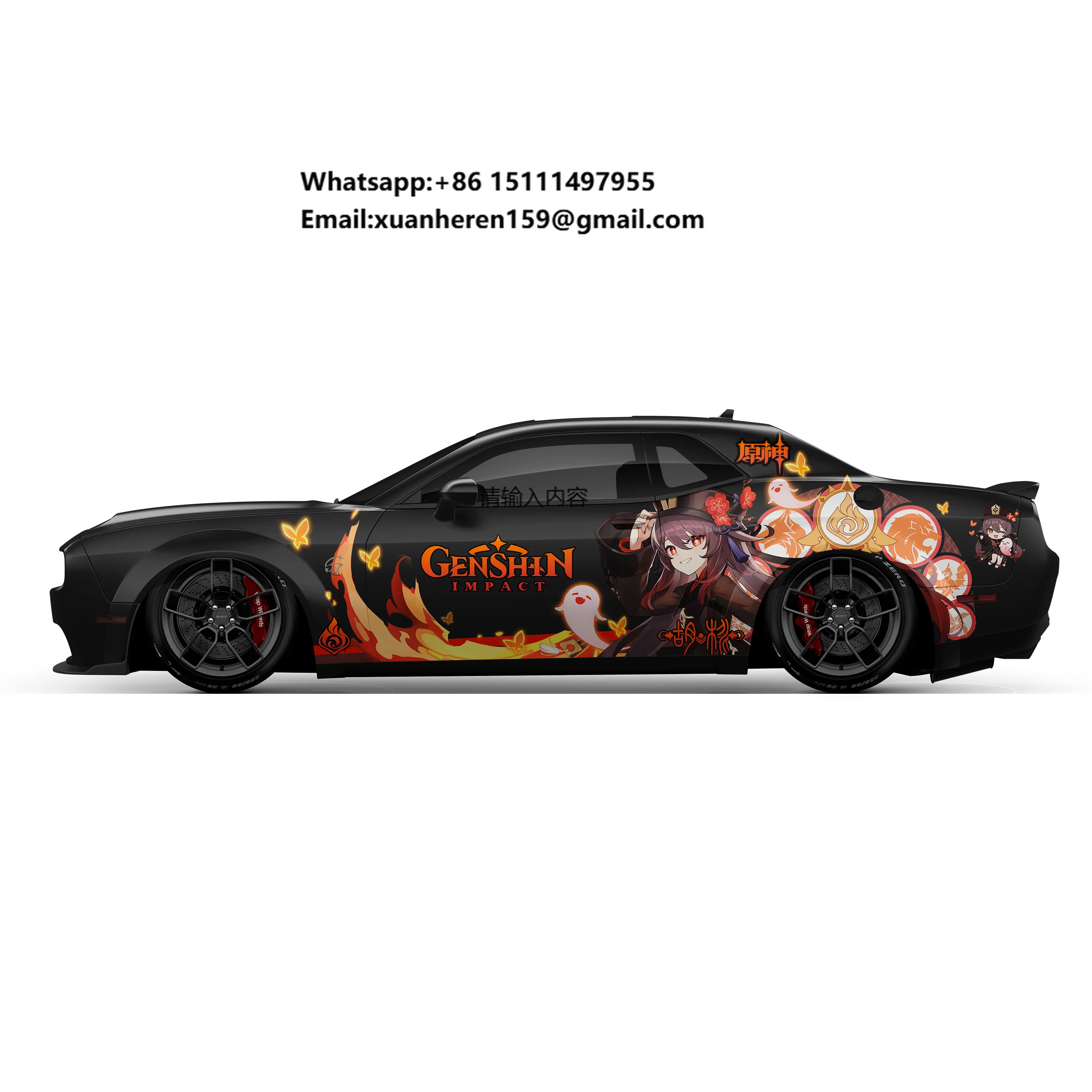 Wholesale Genshin Impact Itasha 08 Anime Girl Car Side Wrap Full Color Graphics Vinyl Livery Decal JDM Sticker Fit with Any Cars