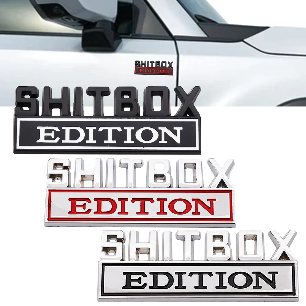 3D Zinc Alloy Emblem SHITBOX EDITION Badge Car Tail Side Sticker Accessories for Jeep, Dodge, Chrysler and Trucks.