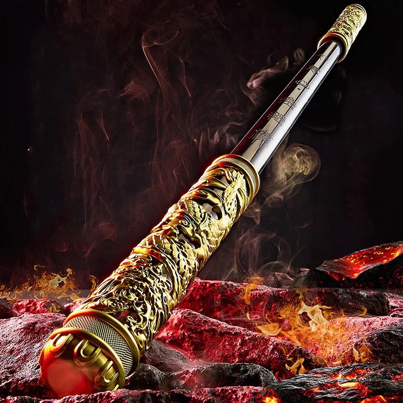 Outdoor Portable EDC Voice Controlled Telescopic Gold Hoop Stick Blowing Induction Voice Recognition Short Stick
