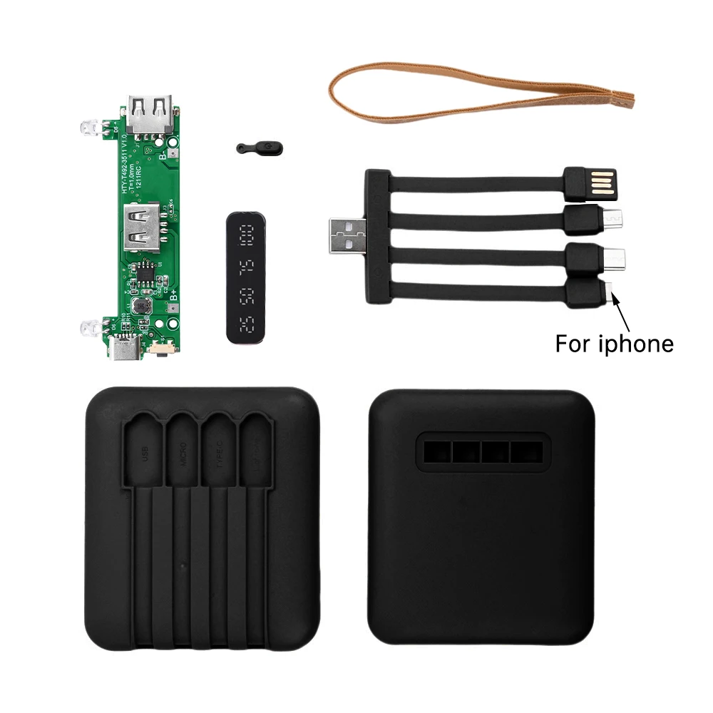 Mini Power Bank Box With 3 Output Interface 1 Input Interface Diy Mobile Charger Box  3*18650 Battery Storage Box Pink