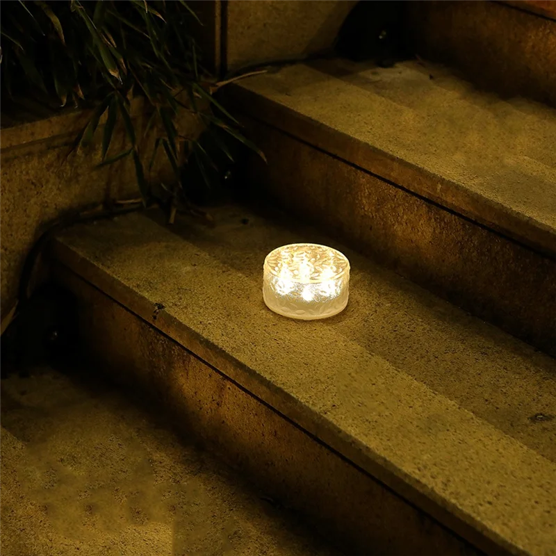 AF90-Runde Solar-Außenhof-wasserdichte LED-Außengarten-Rasenleuchte, Treppenleuchte (warmweiß), langlebig