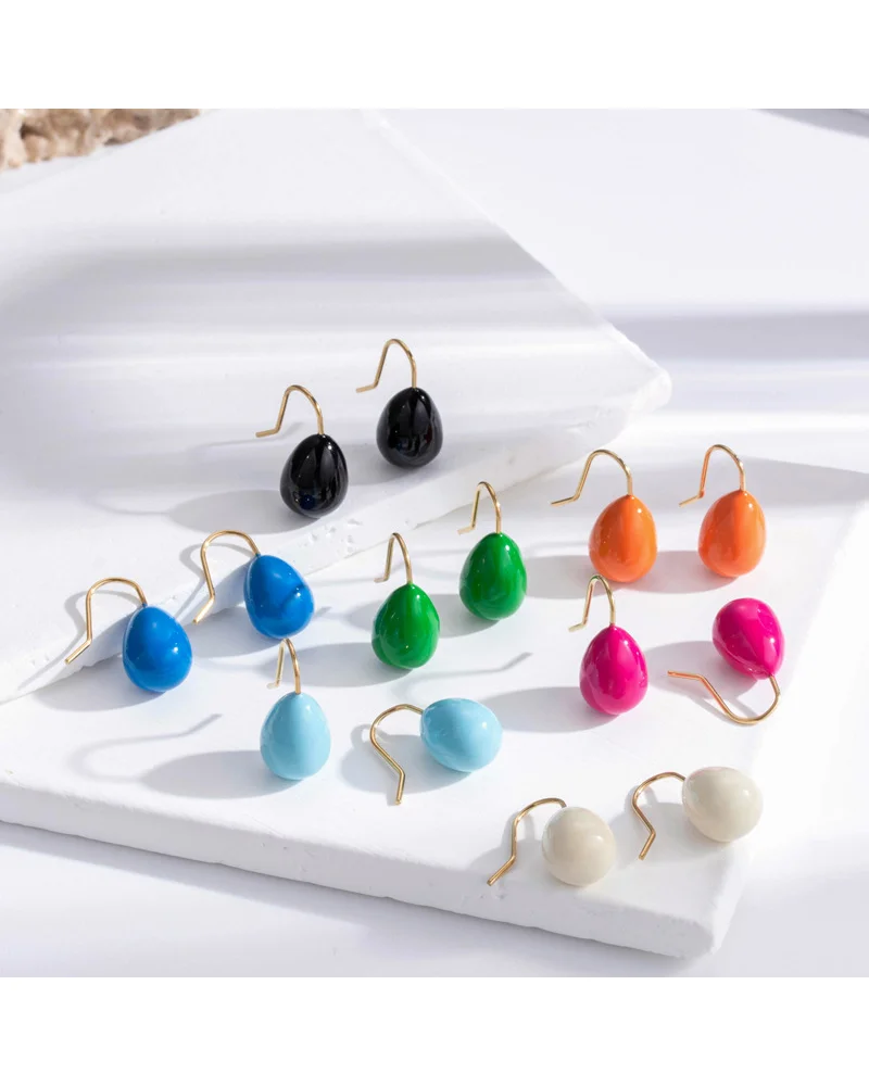 Boucles d'oreilles goutte d'eau en émail coloré MM, en acier inoxydable Y2K, à la mode, plusieurs couleurs, bijoux imperméables, vente en gros, été