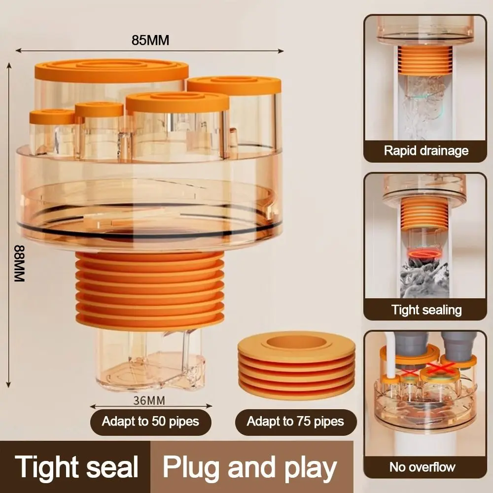 

Anti odor Sink Drain Pipe Adapter Sealing Ring Multifunctional Kitchen Basin Sewer Branch 5 in 1 Dishwasher Water Pipe Connector