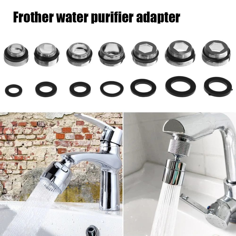 New 18/20/22/24mm To 22mm Water Filter Adapter With Washer Metal Faucet Adapter Set Faucet Connector Bathroom
