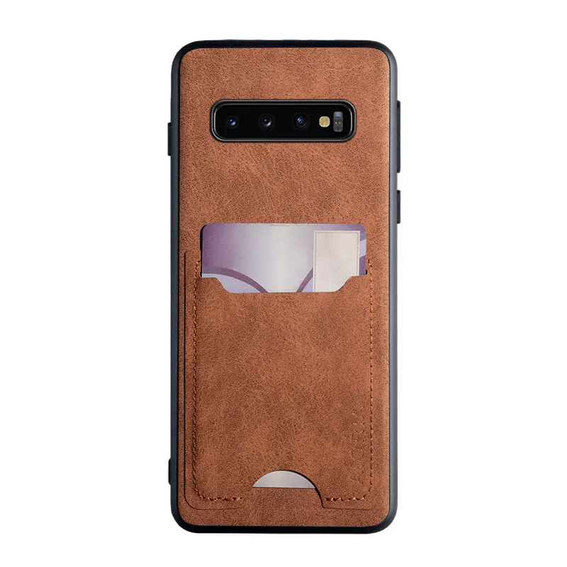 Premium Leather Card holder Case for Samsung Galaxy S10 S10e S9 Plus Lite Scratch-Resistant Solid Color Pocket Holder Cover