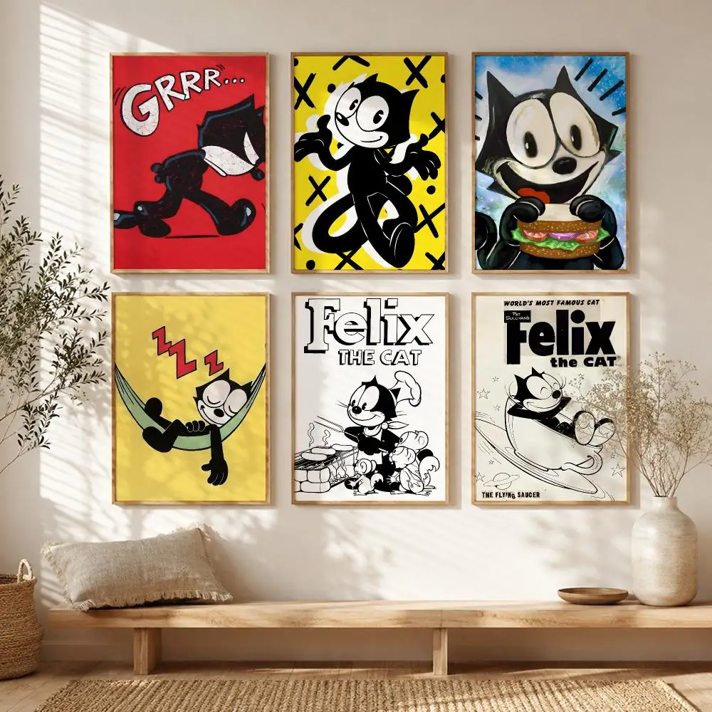 Cartoon F-Felix The Cat Painting Calligraphy Modern Canvas Wall Art High-Quality Print Poster For Hallway Living Room Home Decor