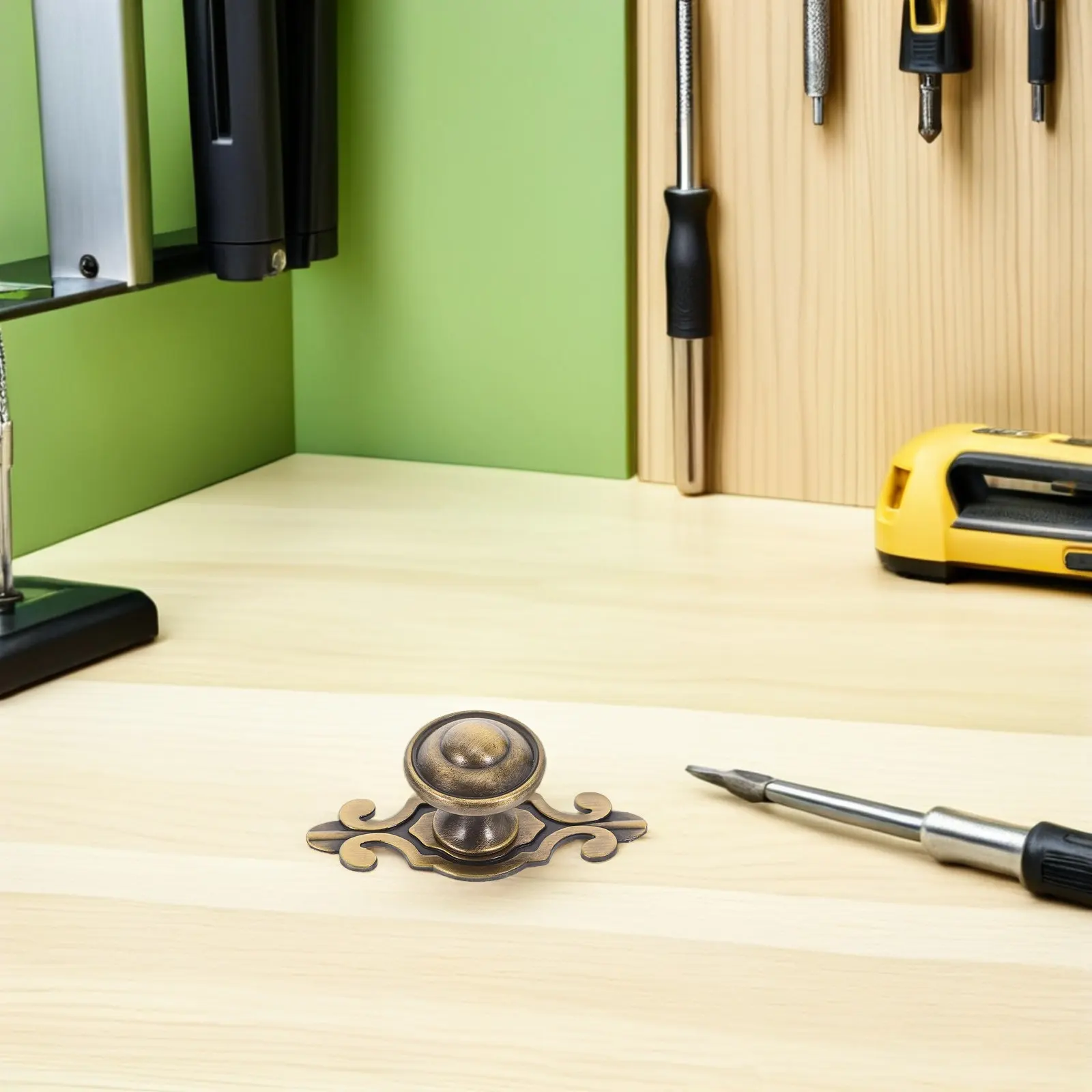 

6Pcs Vintage Brass Drawer Knobs with Backplate Smooth Operation Elegant European Design for Cabinet Wardrobe Dresser Cupboard