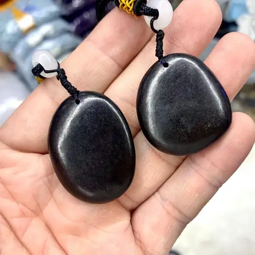 천연 러시아 Shungite 목걸이, 치유 원석 에너지 펜던트, DIY 쥬얼리, 남성용 선물, 도매  Best5