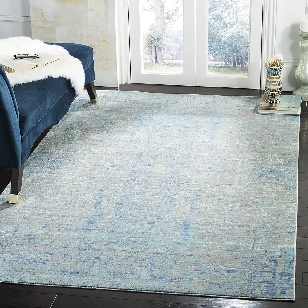 

Mystique Collection Accent Rug - 3' X 5', Light Blue & Multi, Modern Abstract Distressed, Non-Shedding & Easy Care, I For High