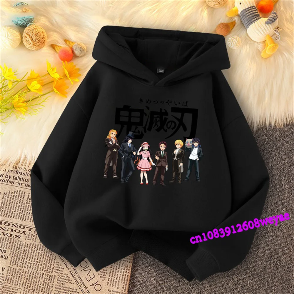 Demon Slayer Spring And Autumn Children Boys And Girls With Hoodie Sweater Top Cartoon Printing Children\'s Sportswear Coat Baby