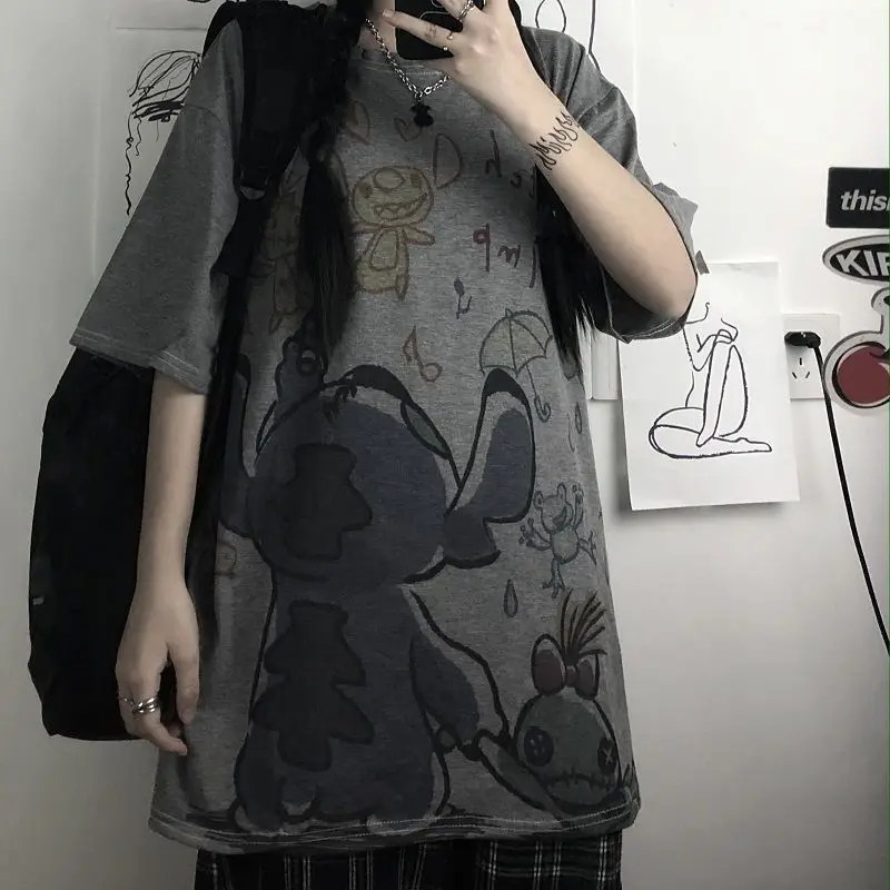 

Harajuku T Shirt Aesthetic Gothic Punk cartoon Short Sleeve O Neck Tops Women Summer Loose Oversize Streetwear Tshirt Men