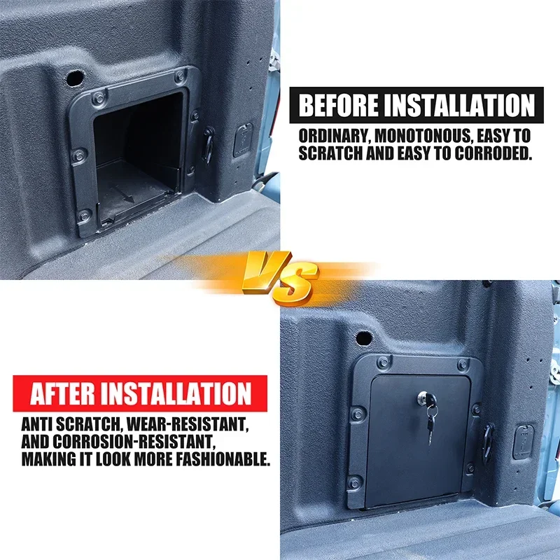 

For Ford Maverick 2022+ Car Cargo Box Side Storage Lock Cover Aluminum Alloy Auto Accessories
