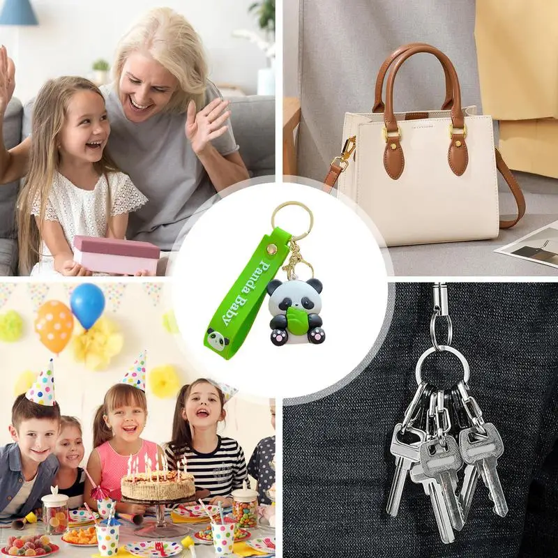 Cartoon Panda Keychain Creative Panda Pendant PVC Cartoon Keychain Cute Cartoon Panda Keychain Decoration Fashion Car Key