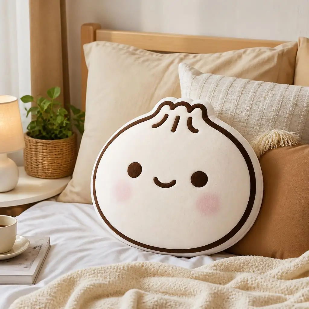 Dumpling Kawaii Cute Food Plush Pillow Cushion Irregular Stuffed Throw Pillow Home Decor Gift Sofa Bed Couch