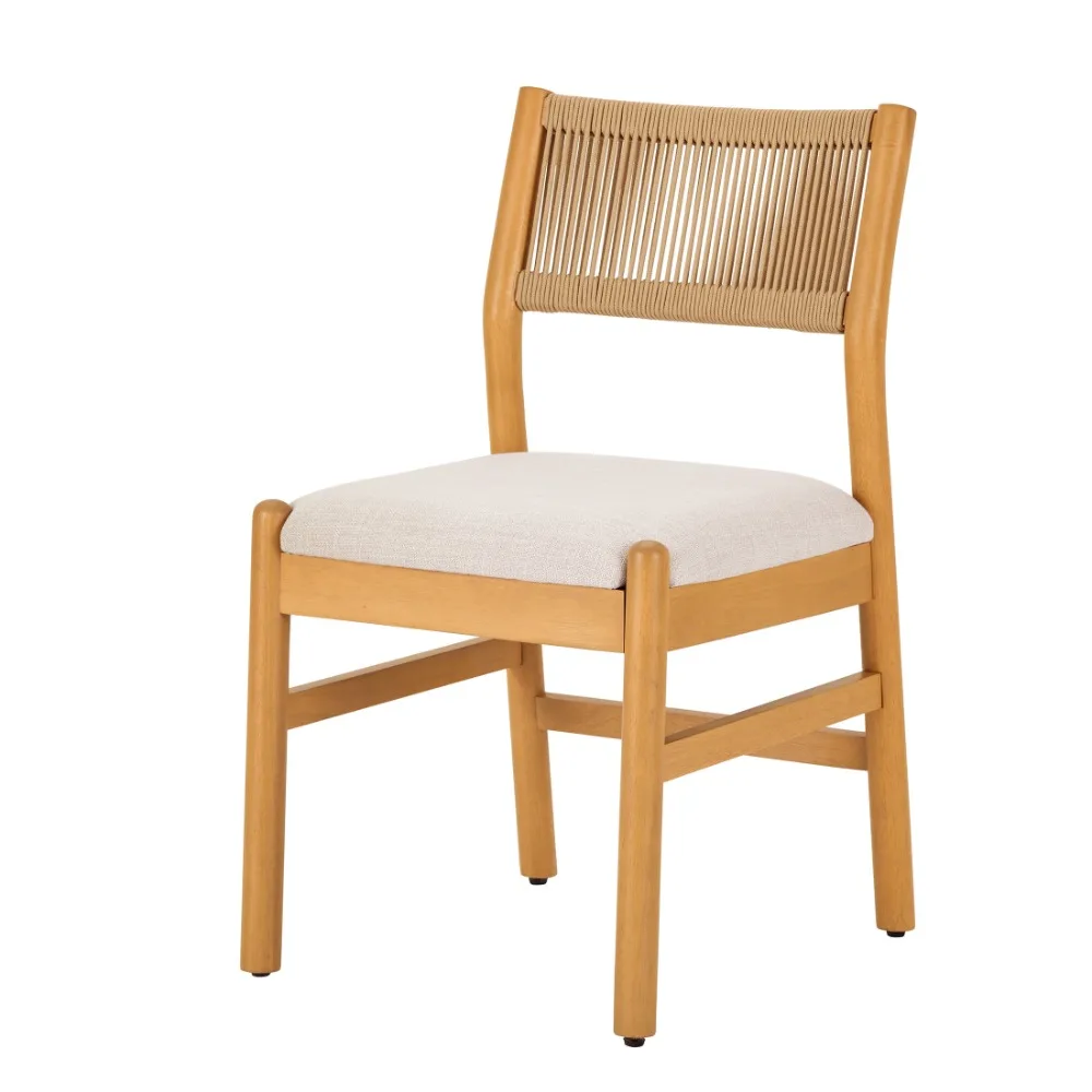 Lillian Fluted Dining Chairs 2 Pack,Set Included 2 Wood & Padded Chairs Pine and Cream