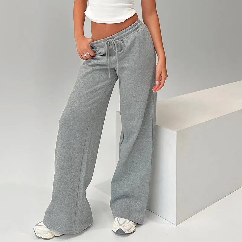 Casual High Waist Straight Leg Sweatpants Women Fitn Joggers Comfortable Loose Fit Long Trousers Solid Color Straight Leg Pants