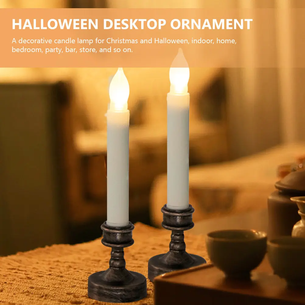 1Set Flameless Light Decorative Lamp Retro Design Halloween Christmas Party Desktop Ornament Festival Accessory