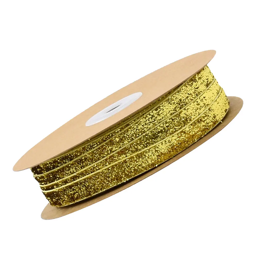 

1 Roll 1Cm Width Flocking Ribbon Golden Color Gift Wrapping Band Clothing Accessories Diy Craft Supplies Party Wedding