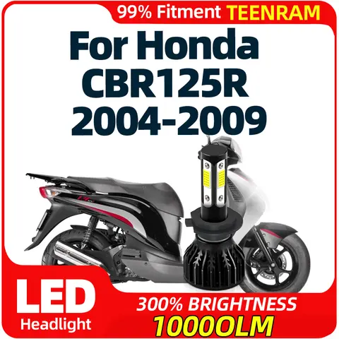 오토바이 LED 헤드라이트 전구, 선풍기 포함, 60W 모토 라이트, 12V 6000K CSP 칩, 혼다 CBR125R 2004 2005 2006 2007 2008 2009