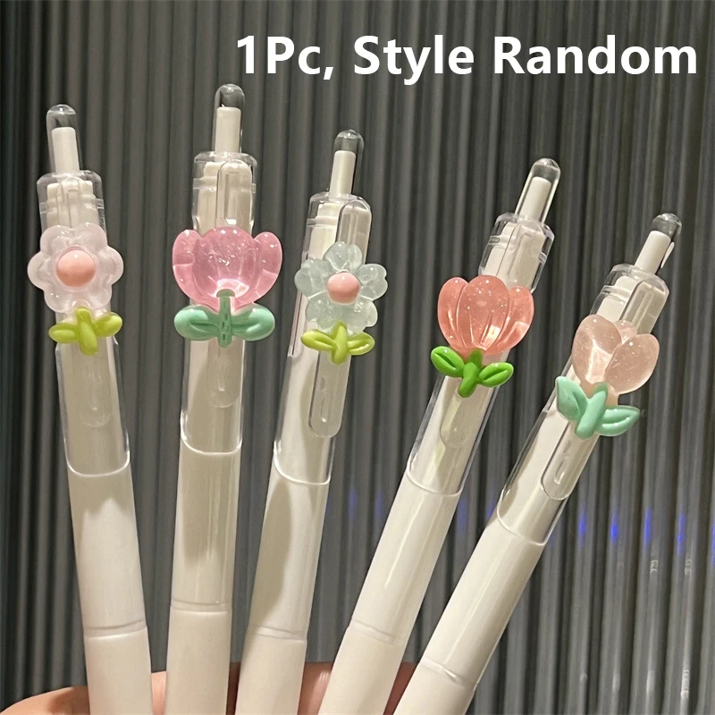 

1/4Pcs Kawaii Tulip Gel Pens Smooth Quick-Drying Sign Pen Office Accessories School Supplies Aesthetic Pens Ballpoint Pen