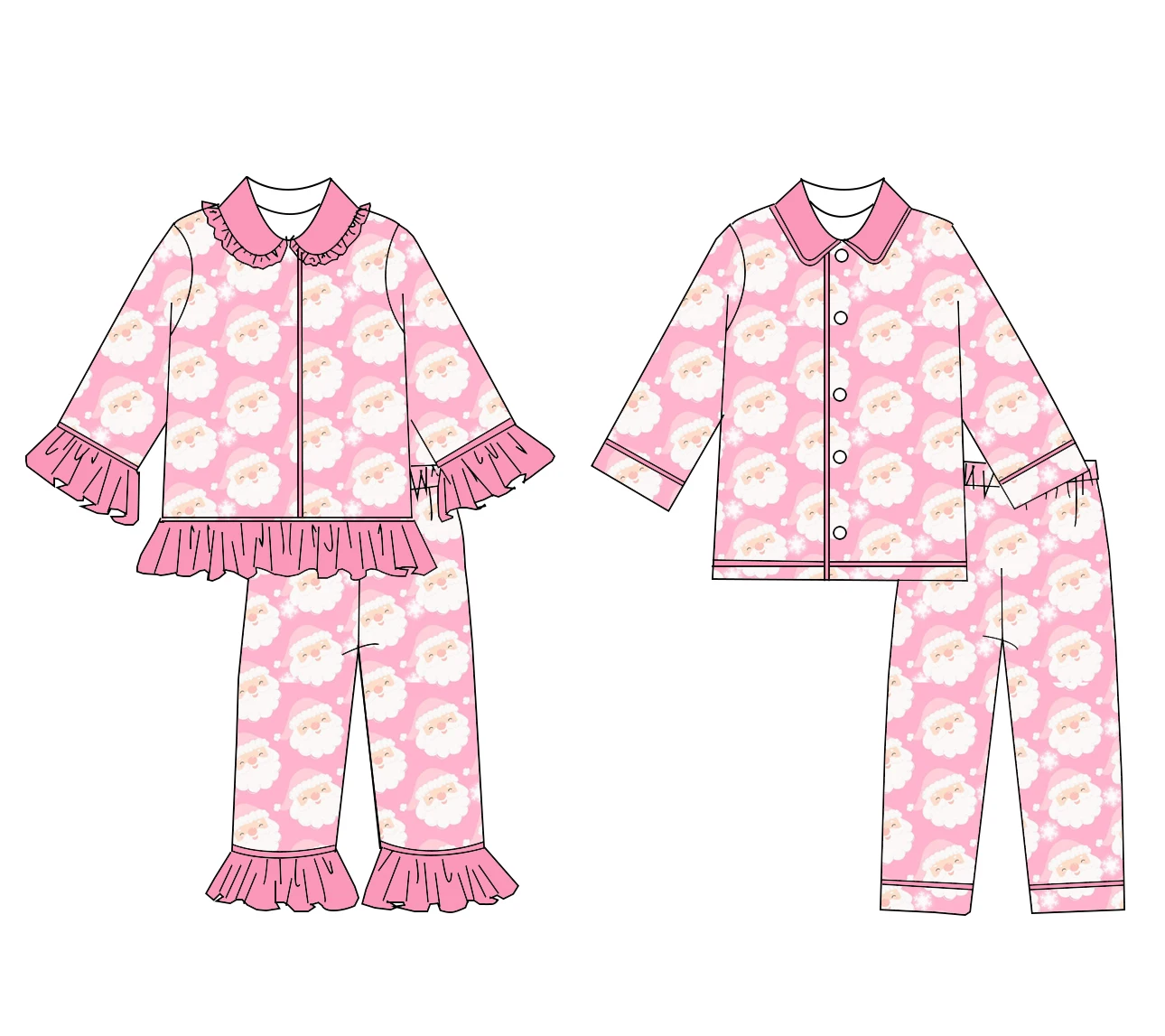 

Wholesale Pink Children's Christmas Pajamas Kids Santa Claus Tree Set Boys Girls Clothing Boutique Children's Clothing