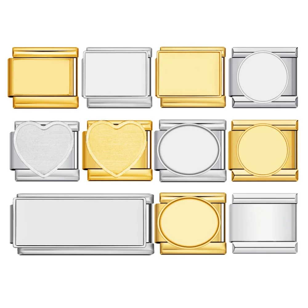 Trendy Basics Charms Italian Link Fit 9mm Stainless Steel Oval Square Heart Hand Chain Women Men Making DIY Bracelets Beads