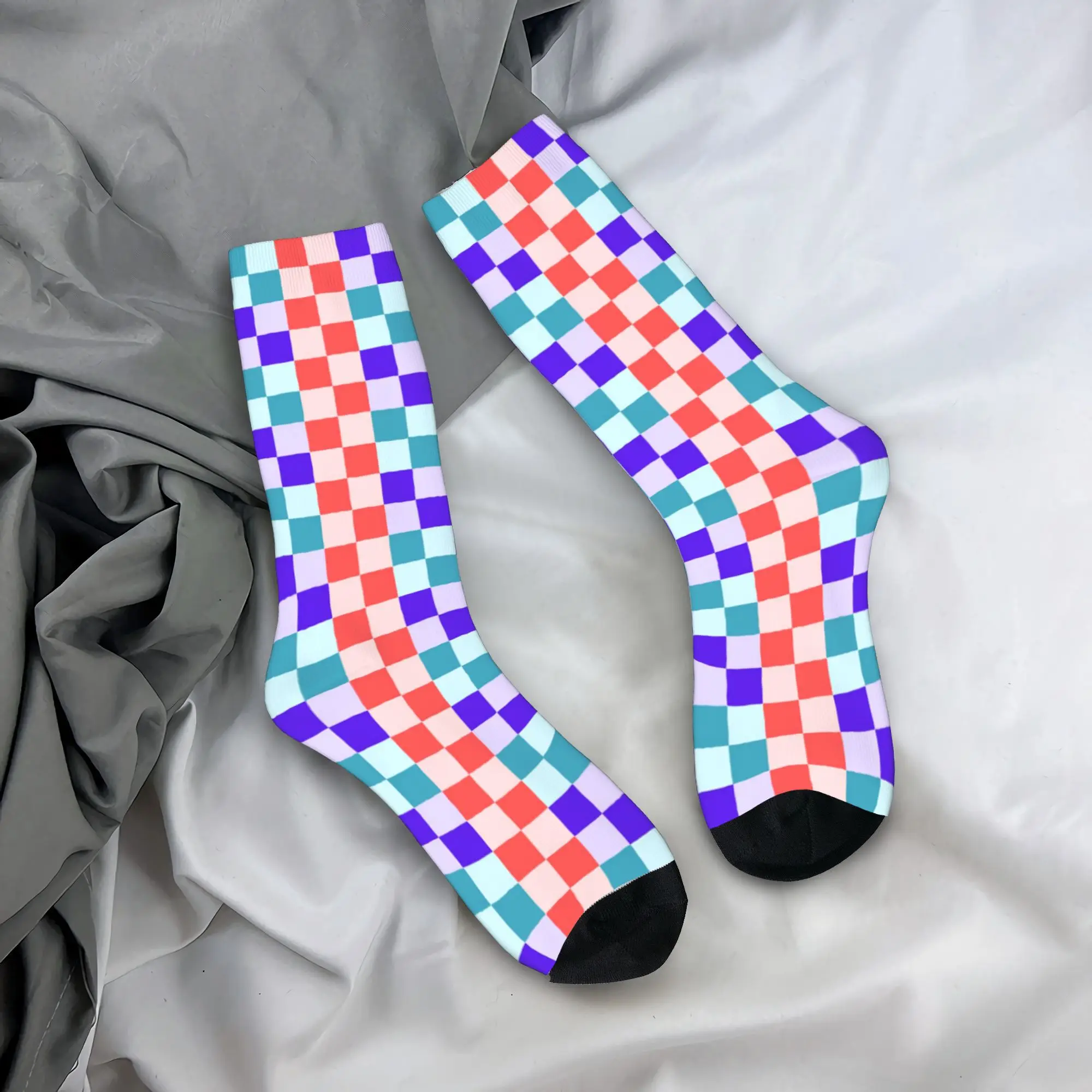Custom Checkered Cool Chequer Socks Women Men Warm 3D Printed  Basketball Sports Socks