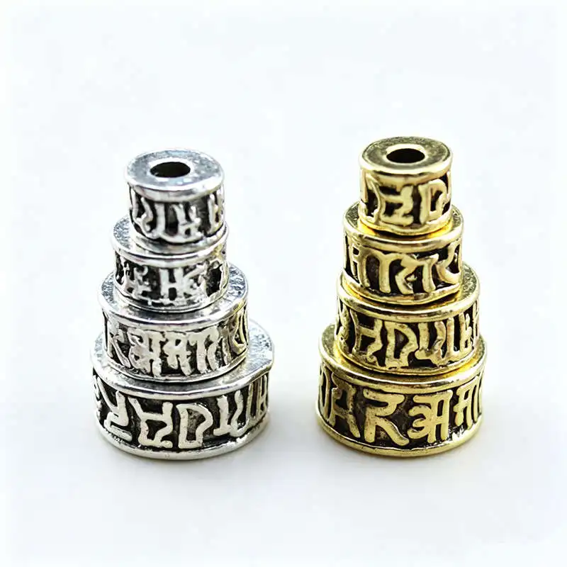 10beads Tibetan Mantras Metal Spacers Beads OM MANI PAD ME HUM 6mm 7mm 9mm 10mm