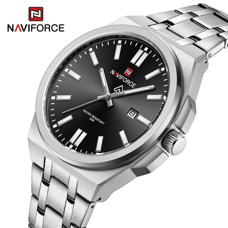 NAVIFORCE Brand Original Men Watch Stainless Steel Strap Quartz Wristwatch Business Waterproof Luminous Clock Relogio Masculino