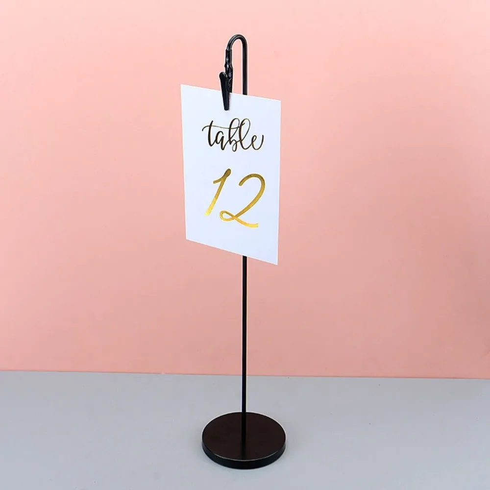 

Black Clamps Metal Place Card Holder Non-Slip Base Elegant Photo Clip Versatile Wedding Table Stands Birthday Party