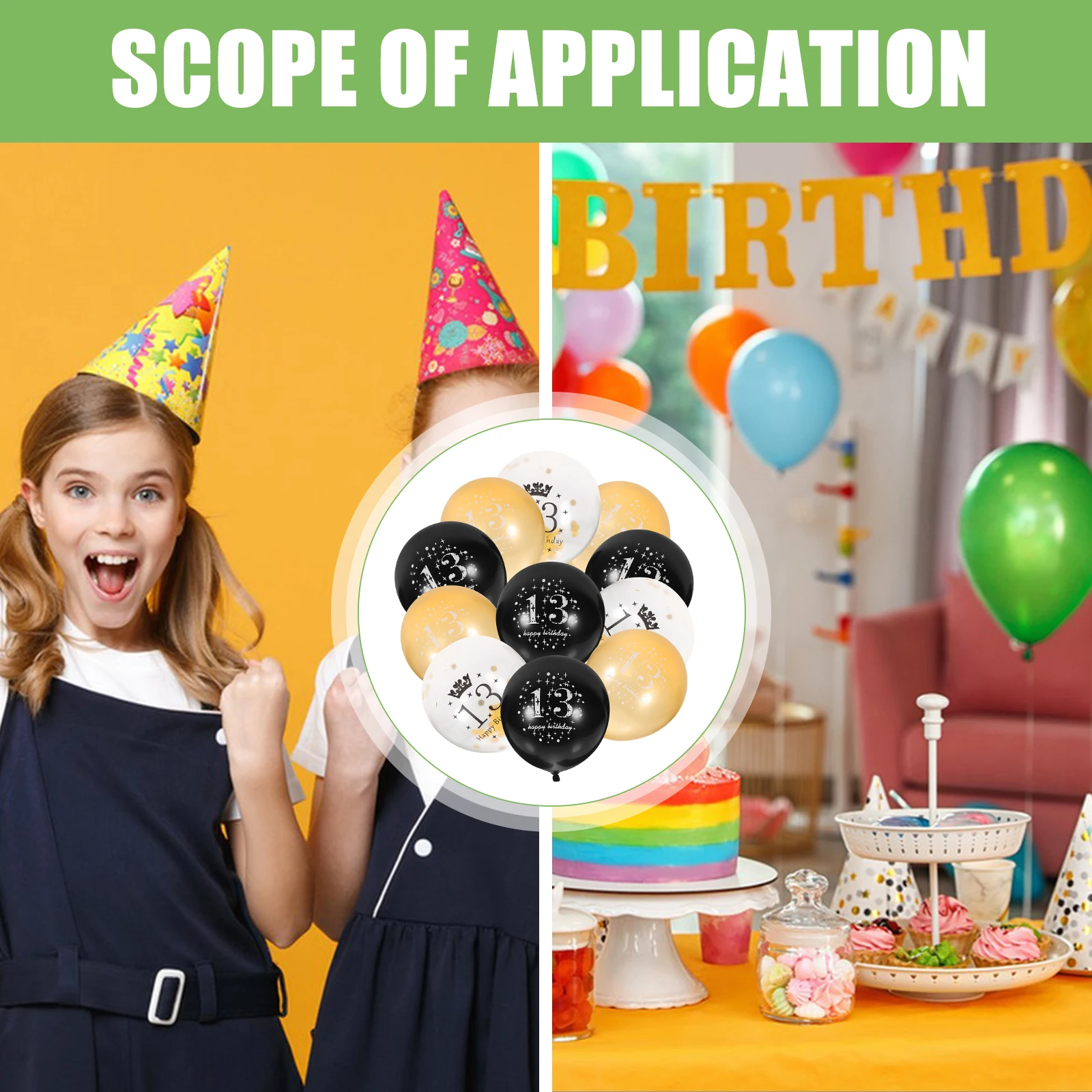 

12Pcs 13th Birthday Party Supplies Latex Balloons Festive Joyful DIY Decoration Long Term Use Photo Props 13th Birthday Balloons