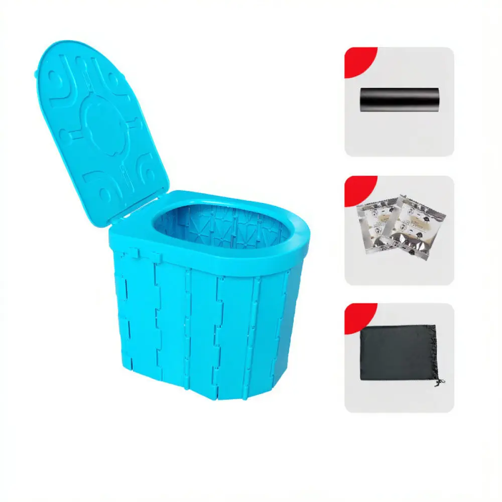 Portable Car Toilet For Camping Outdoor Travel Emergency Potty Folding Commode ABS Lightweight Vehicle Bathroom Seat Solution
