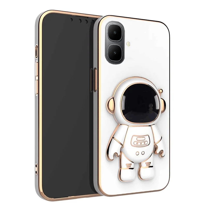

for Tecno Pop 10 Spark Go 2 Astronaut Holder Plating Case For Tecno Spark Go 2 Pop 10 Silicone Stand Cover